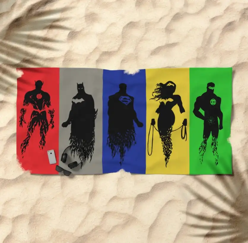 JR321 100% Cotton Light Color Super Hero Printing Oversized Beach Towels kids beach towels