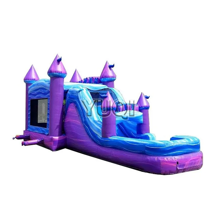 Princess castle trampoline for kids inflatable water slide pool games 0.55mm tarpaulin bouncer wet slides