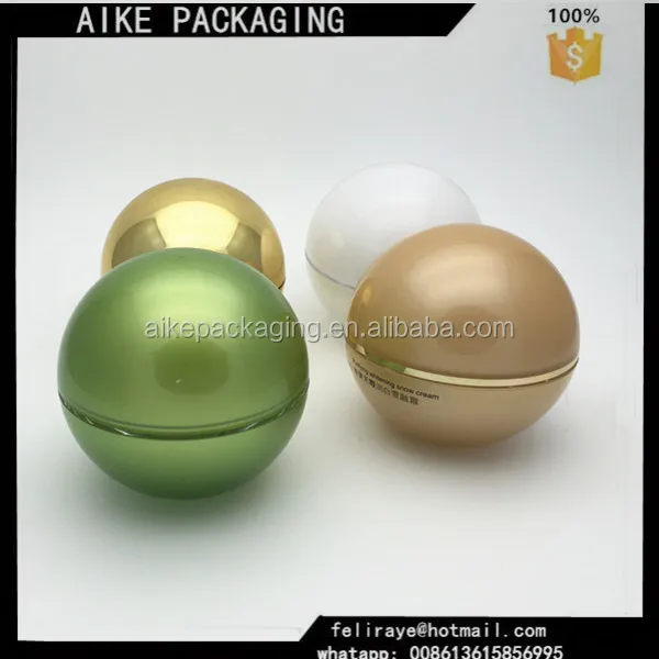 Hot Sale silver color 30ml 50ml ball shape plastic acrylic cream container cosmetic packaging jar