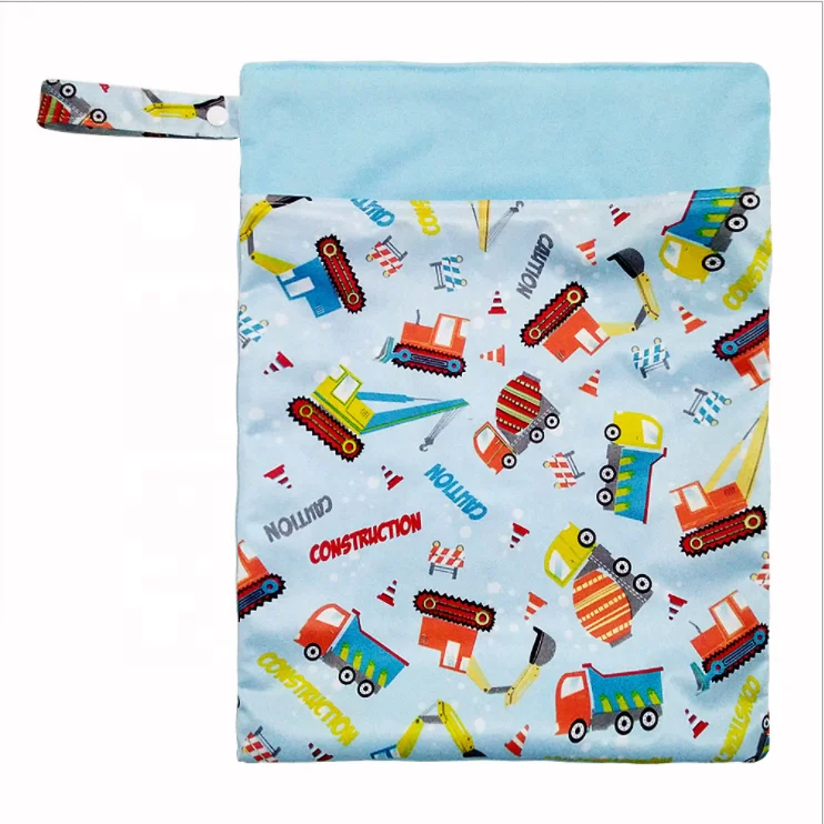 Waterproof Baby Wet Dry Cloth Diaper Bags With Two Zipped Pockets