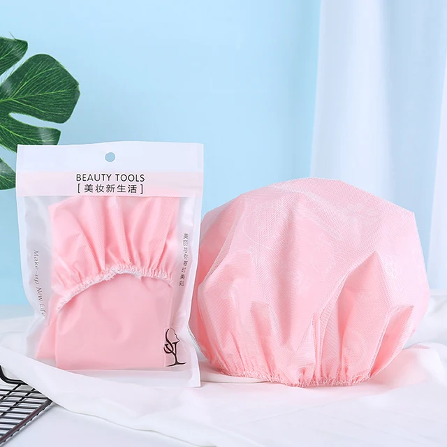 Lameila Microfiber Double Layers Shower Cap Elastic Reusable Bathing Pink Shower Cap waterproof Shower Cap Custom LogoC0822