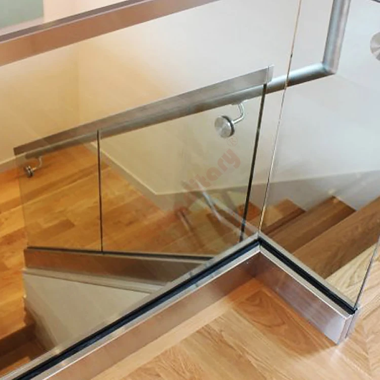 Standard sizes aluminum u channel frameless glass handrail railing system
