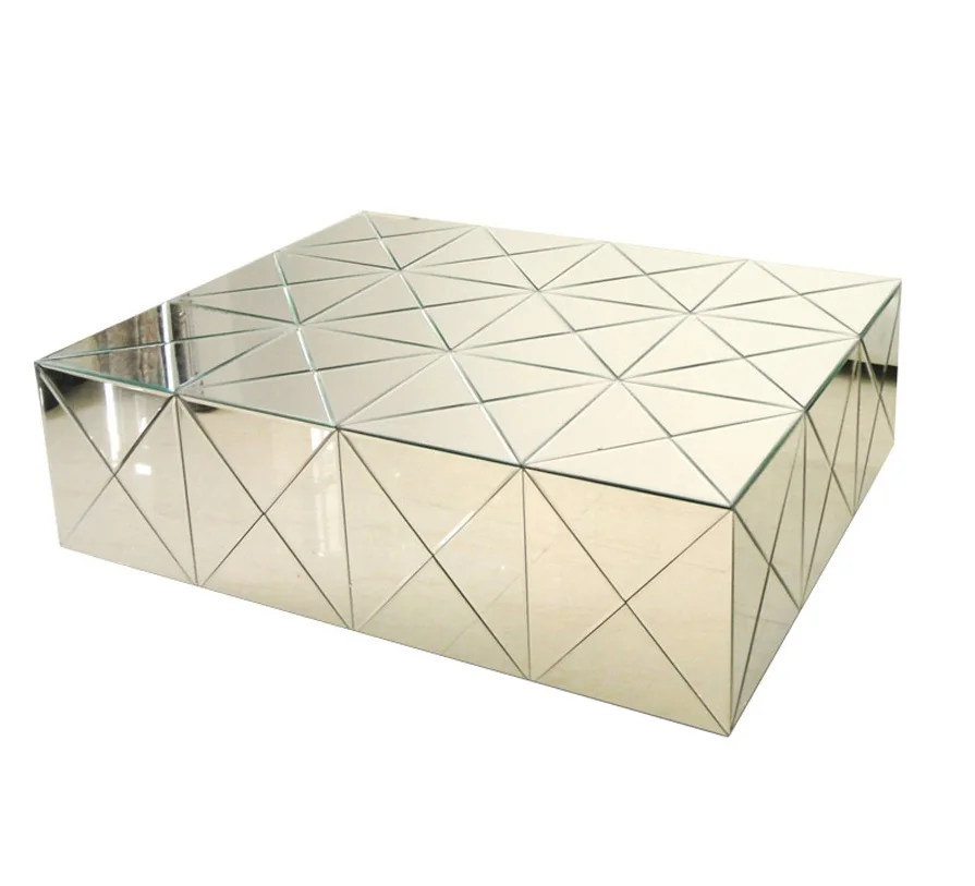 Мебель для гостиной, квадратный журнальный столик, полностью зеркальный чайный столик для дома, кафе, отеля