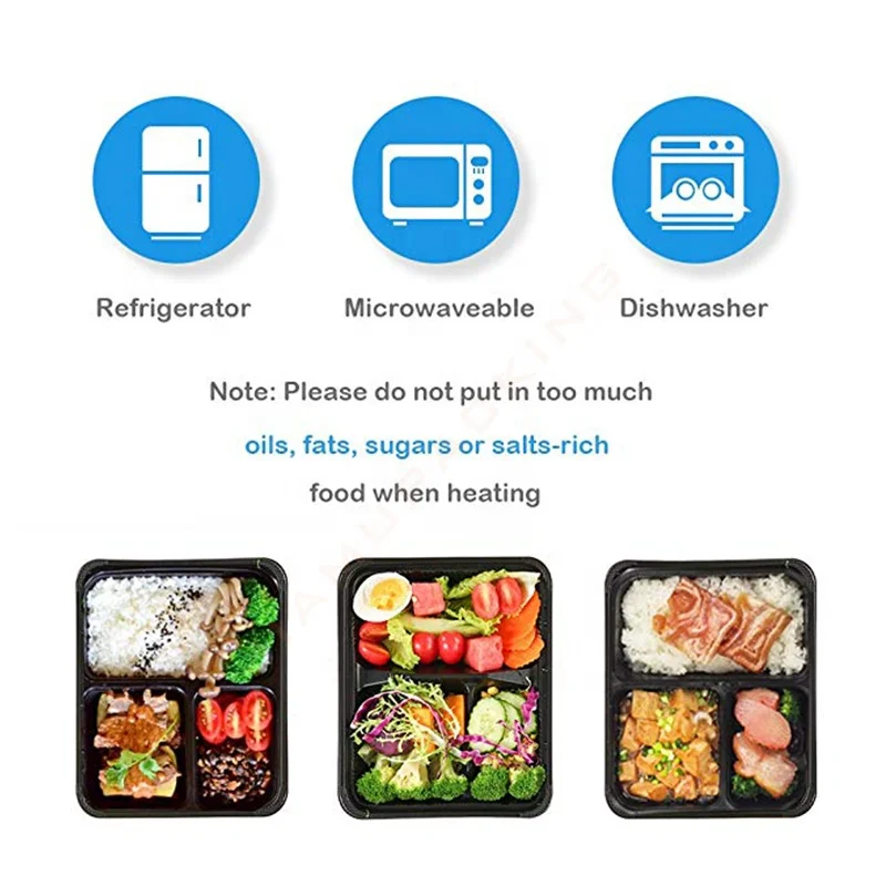 Factory Microwave Disposable Food Container, Takeaway Black Disposable Plastic Food Container with Lid