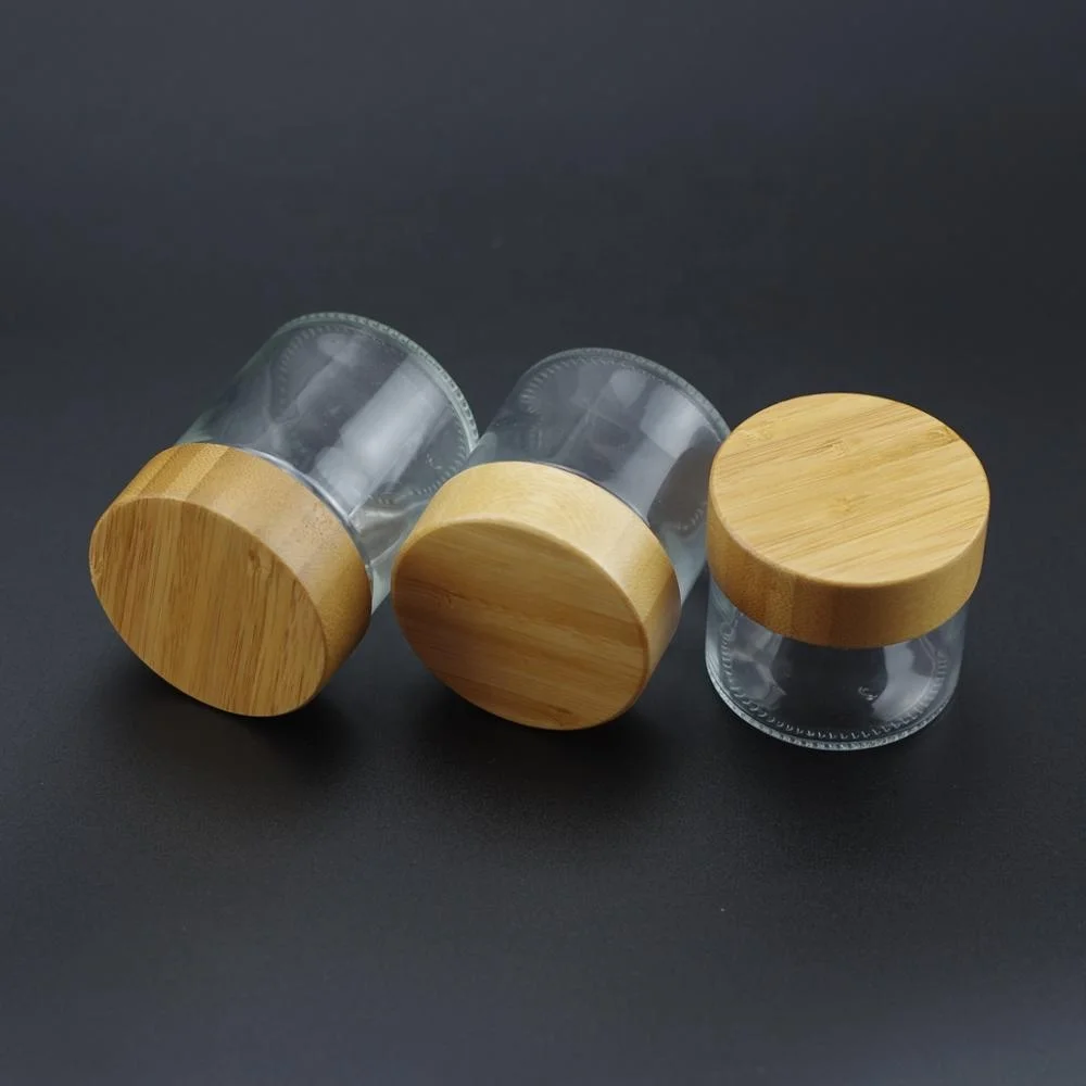 New arrival REAL BAMBOO lid childproof child resistant glass jar