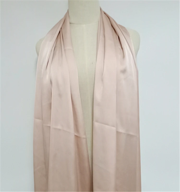 Wholesale Bulk Long Satin Shawl Head Scarf Plain Style for Adult Muslim Women Dyeing Bulk Ethnic Scarves & Shawls