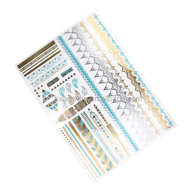 Fashionable Custom Gold Tattoo Flash Temporary Tattoo Sticker