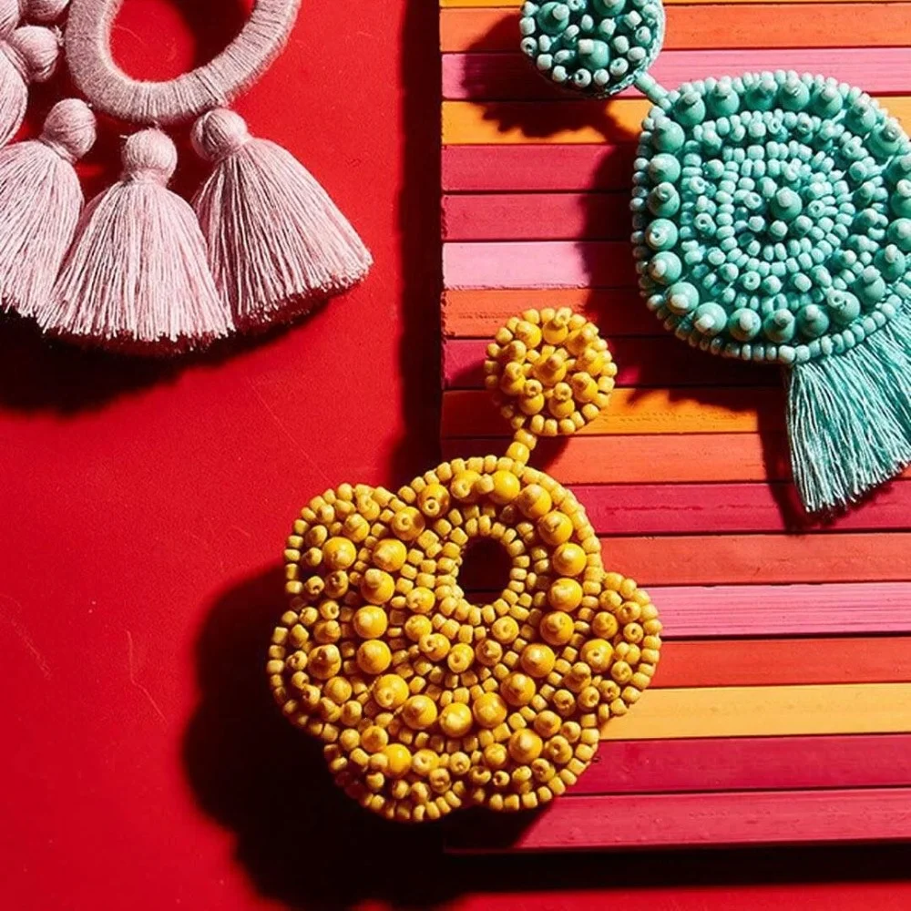 Kaimei 2019 New Bohemian Shell Drop Dangle Earrings for Women Handmade Rattan Knit Summer Tortoise Shell Tassel Drop Earings