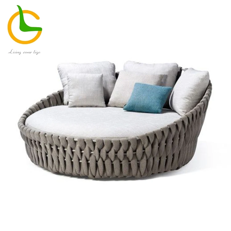 Popular Patio Waterproof outdoor round sofa bed rattan day bed big size sofa bed