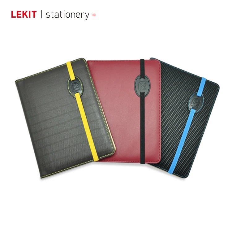 Cover for notebook PU leather cut notebook covers with embossed logo and elastic band closure