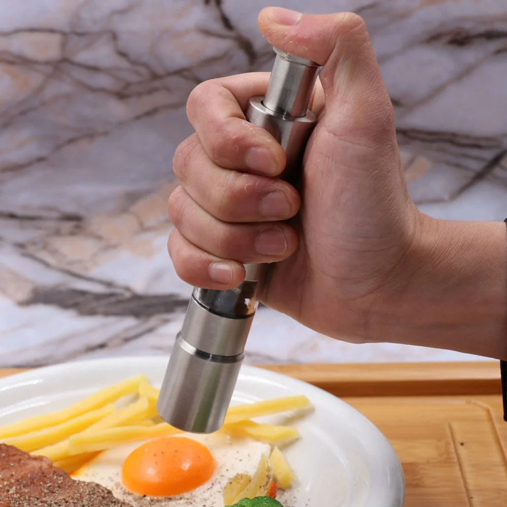 Factory Sale Mini One Hand Operated Thumb Pump Mini Grinder Set Pepper Mill
