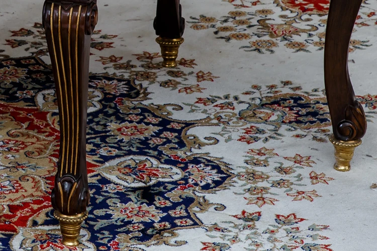 Hand Painting Round Coffee Table Carved Side Table Classical Style Living Room End Table with Glass Exquisite Wood Luxury 1pc