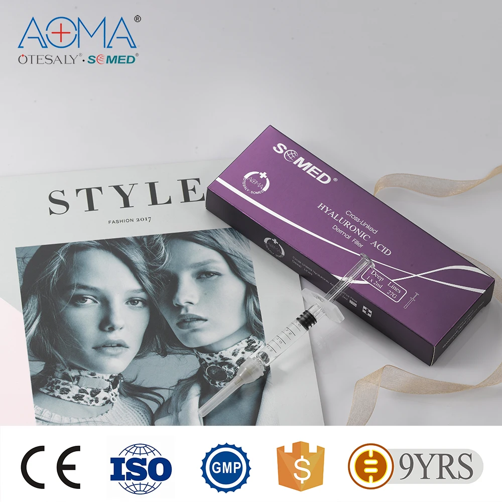 
Somed Deep Line Hyaluronic Acid Filler 2 ml with BD syringe Injectable Dermal Filler for Nose Jawline Cheek Chin 