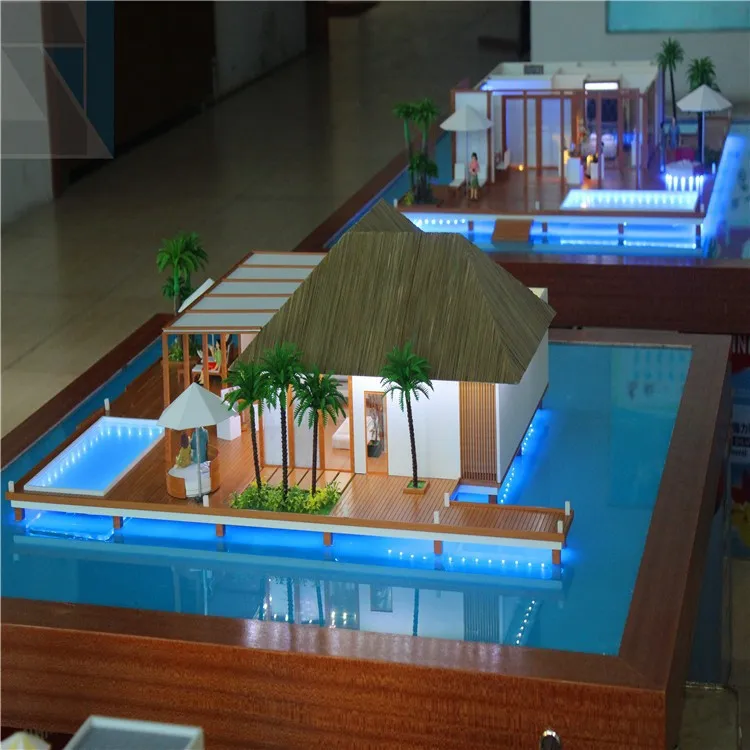 Resort Bungalow villa model in Maldives, bungalow wooden 3d model