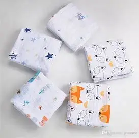 120*120cm Fox Bear Miracle Baby Muslin Swaddle Blanket Newborn Baby use Functional Blanket