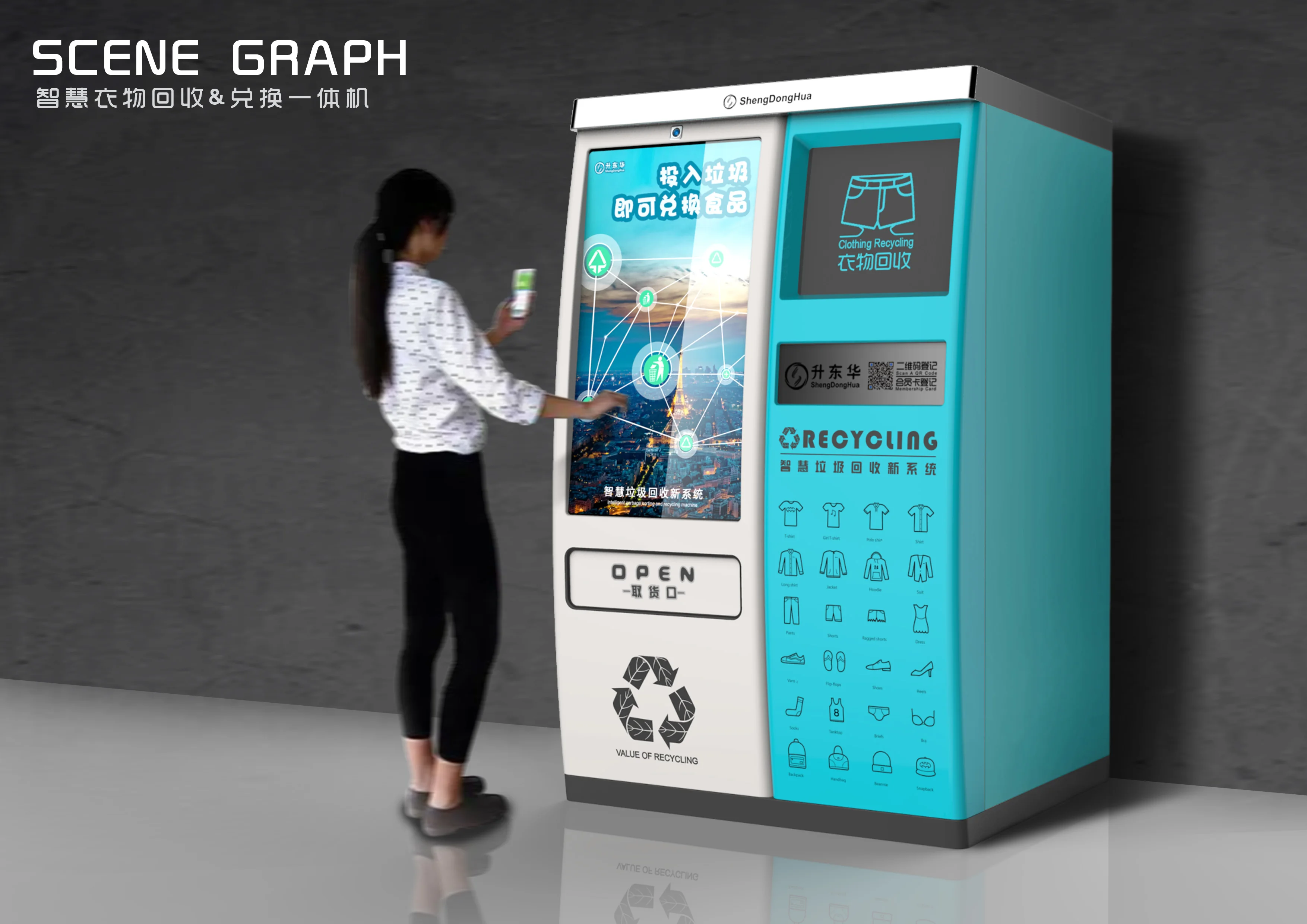 Clothing recycling and sales reverse vending machine and vending machine RVM