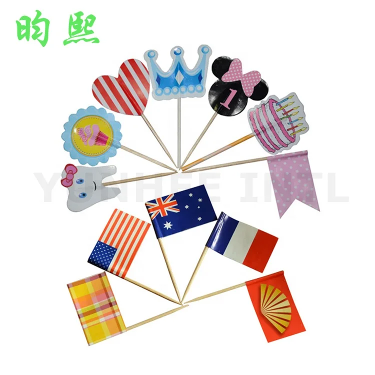 F-D-A LFGB DGCCRF Approved Decorative Flag Stick for Sandwich