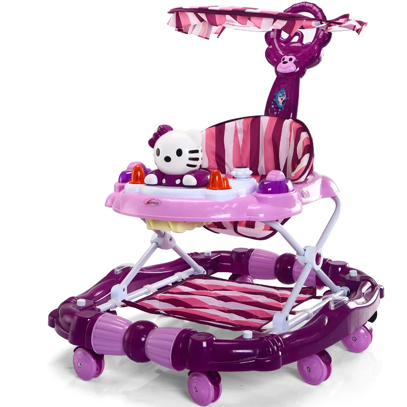 New Model Baby Walker Rubber Wheels Height Adjustable Musical Baby Trolley Walker Rocker Chair