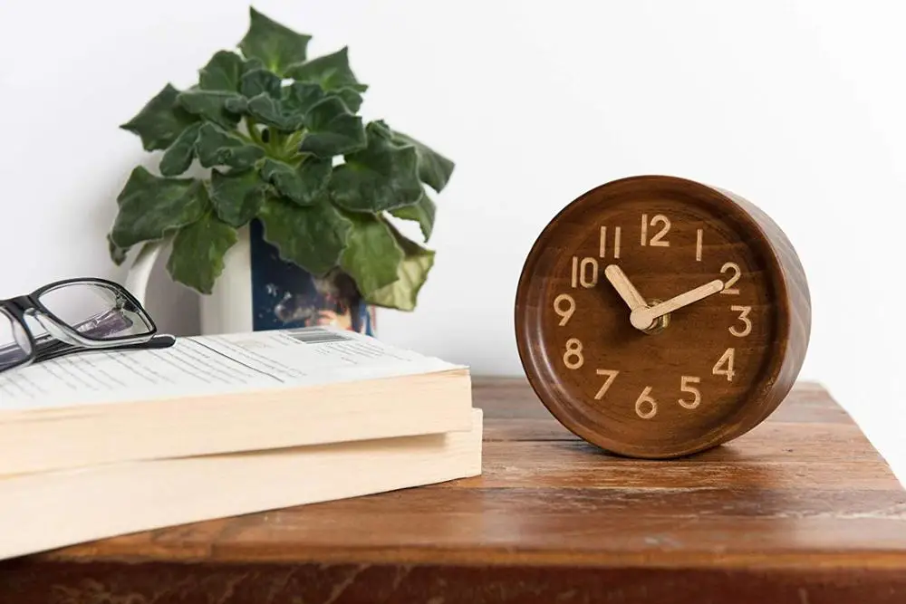 
Wooden Desk & Table Analog Clock Made of Genuine Pine,wooden clock 