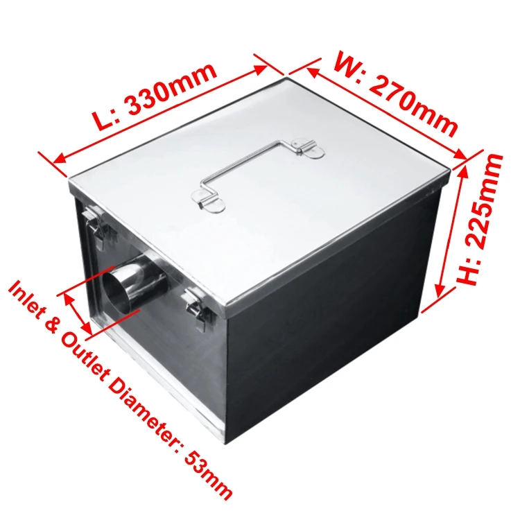  Portable Stainless Steel Kitchen Under Sink Grease Trap Oil Water Separator Restaurant Interceptor Sewage Treatment