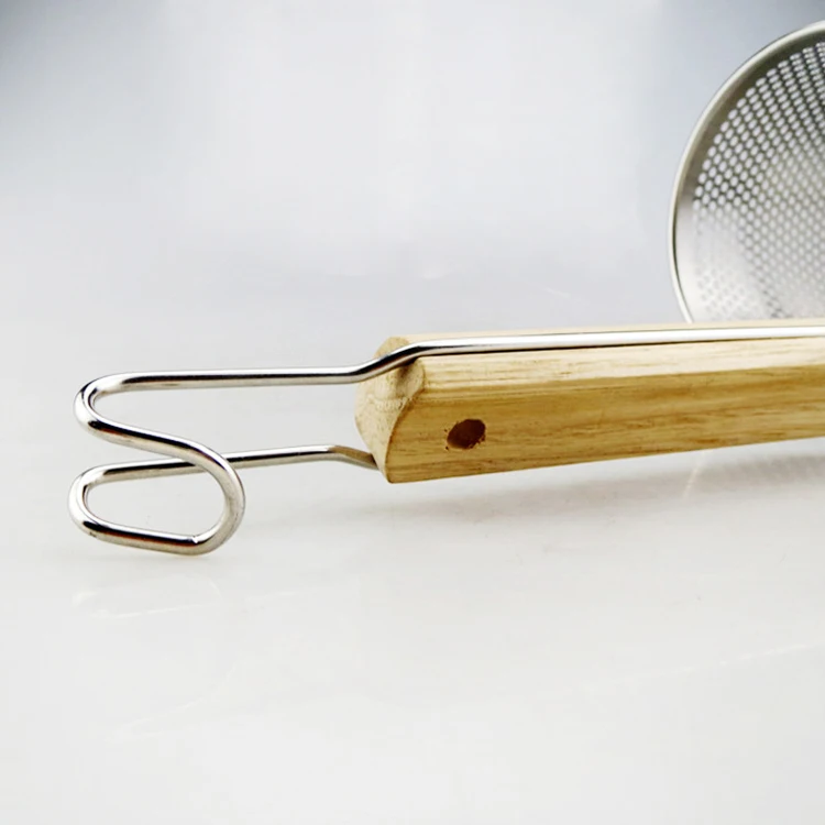 
Round Shaped Stainless Steel Wire Frying Mesh Colander, Noodle Strainer with Handle 