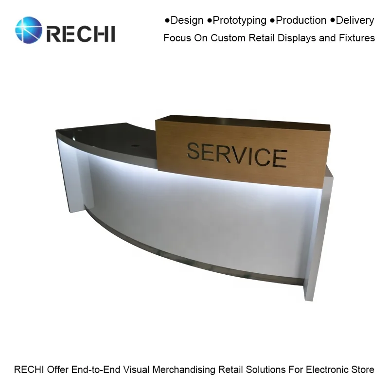 RECHI Custom Wooden Maintenance Table and After Sales Service Counter With Light Sign for Retail Mobile Phone Store
