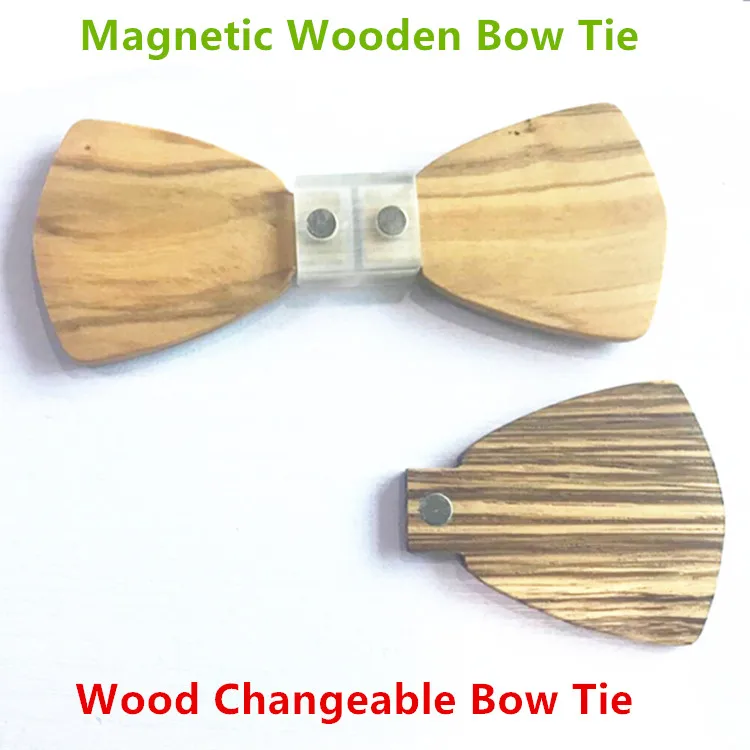 
2019 New Designs Fashion Boys Mens Solid magnetic Custom Wooden Self Tie Bow Tie 