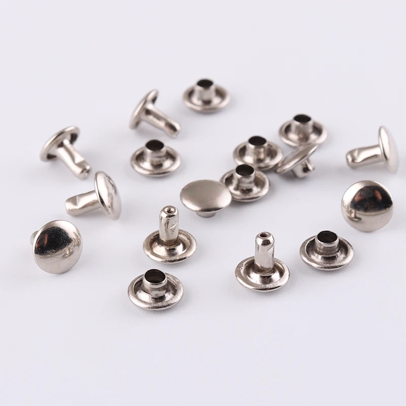 Metal decorative double cap rivet for leather