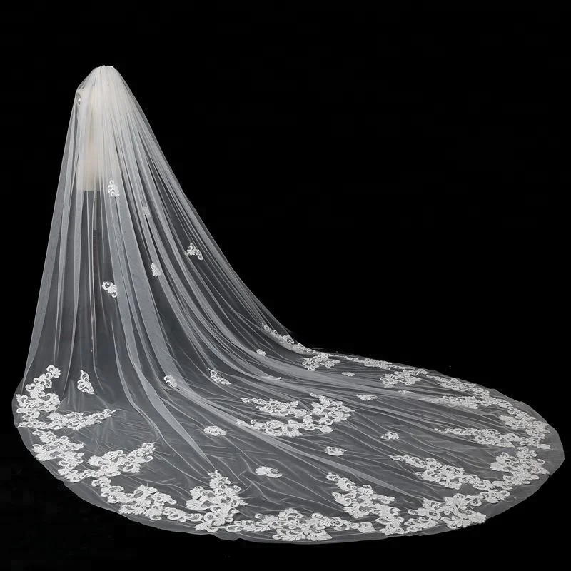 Оптовая продажа, свадебный аксессуар, мягкая кружевная фата длиной 3 метра в ширину