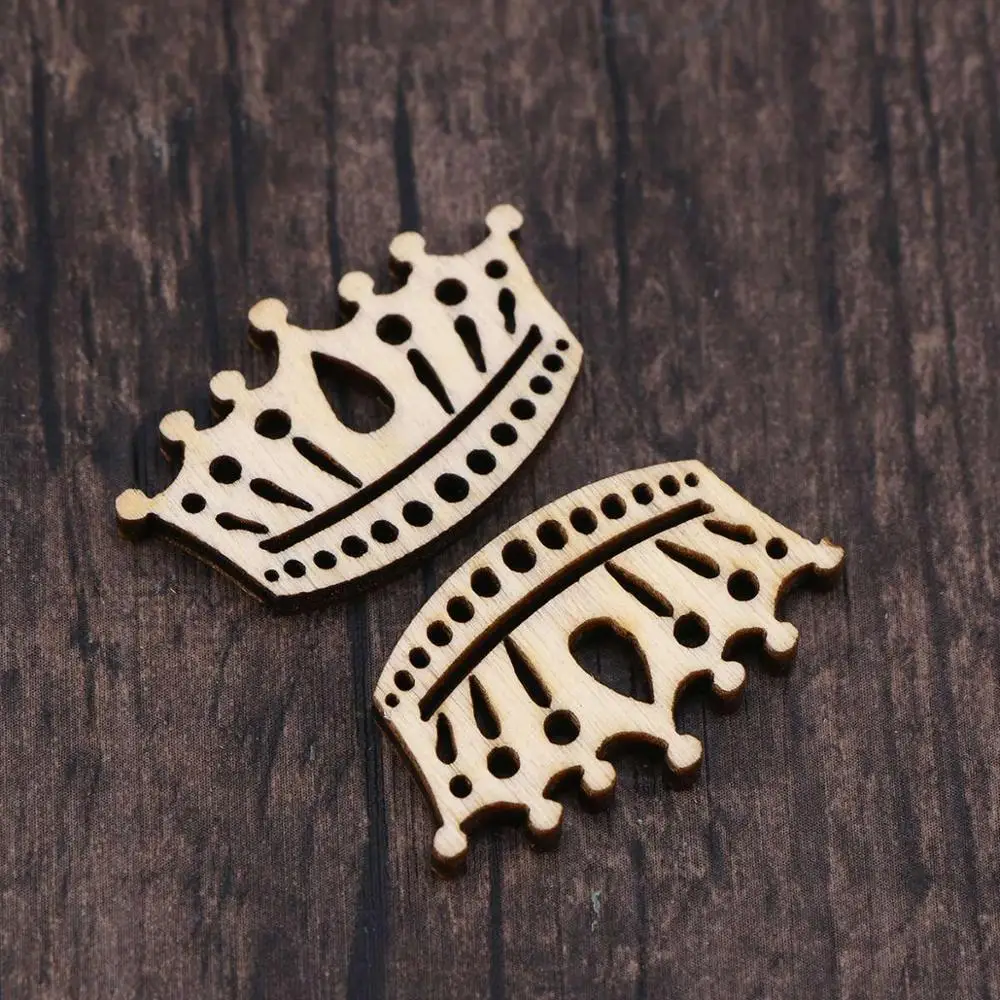 Wooden Pieces Crown Cartoon Hollow out Manual Accessories Cutouts Craft for DIY