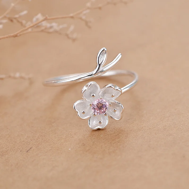 flower 925 sterling silver jewelry ring