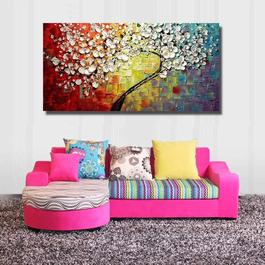 
MYT 3D Knife Thick Flower Tree Oil Painting On Canvas Abstract Picture 