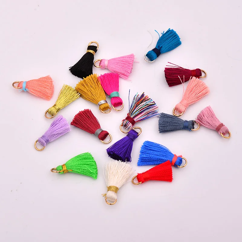 2cm Mix Color Silky Cotton Tassels Key Tassel Fringe Pendant Drop Earring Tassel for Boho Jewelry Making DIY Sewing Crafts