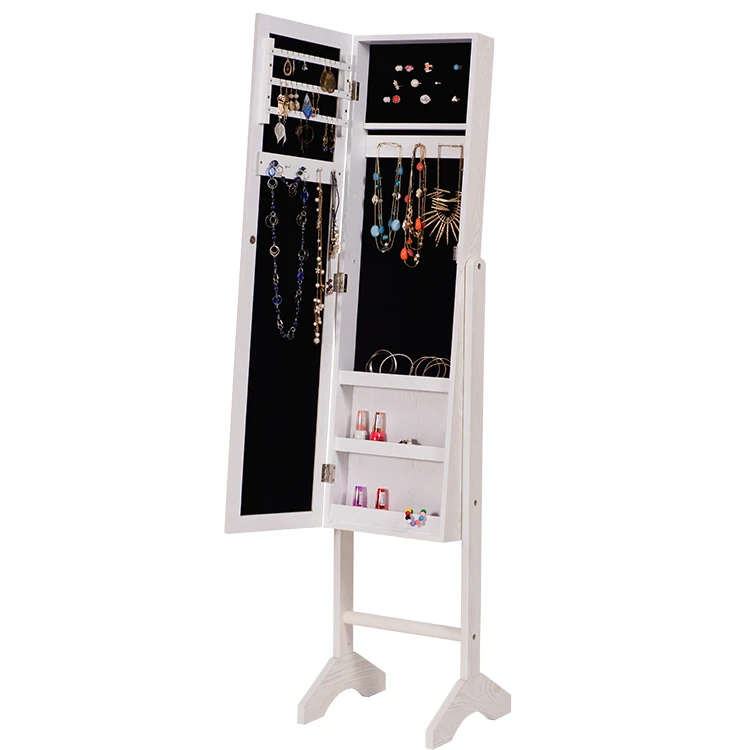 
Custom Design Elegant Floor Standing Mirror Jewelry Cabinet 
