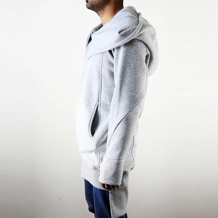 Winter Basic Heavy Raw Edges Sleeve Cuffs Oversized Hood Long Sleeve Hoodie Extra Large Hood