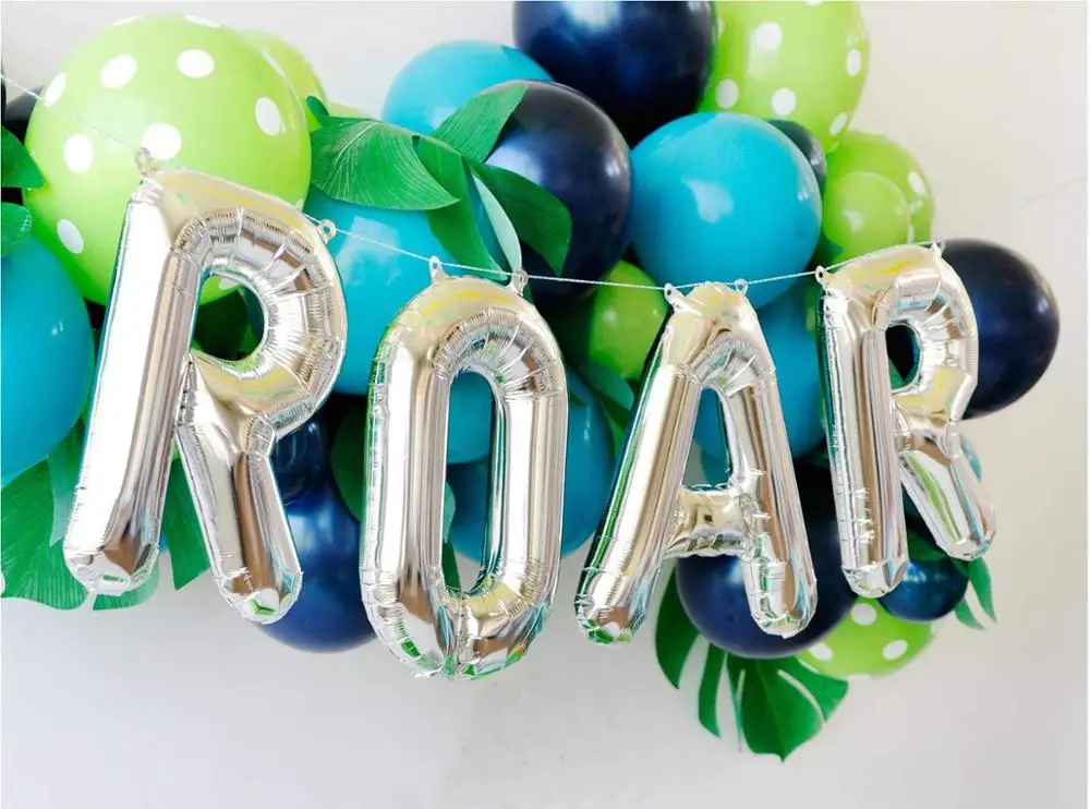 
dinosaur party supplies Balloons Garland Kit ROAR Foil Balloon Happy Birthday Banner for Boys 3 4 Birthday Party Baby Shower 