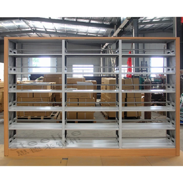 Wholesale factory price Solid wooden stand column wrought iron library bookshelf sale