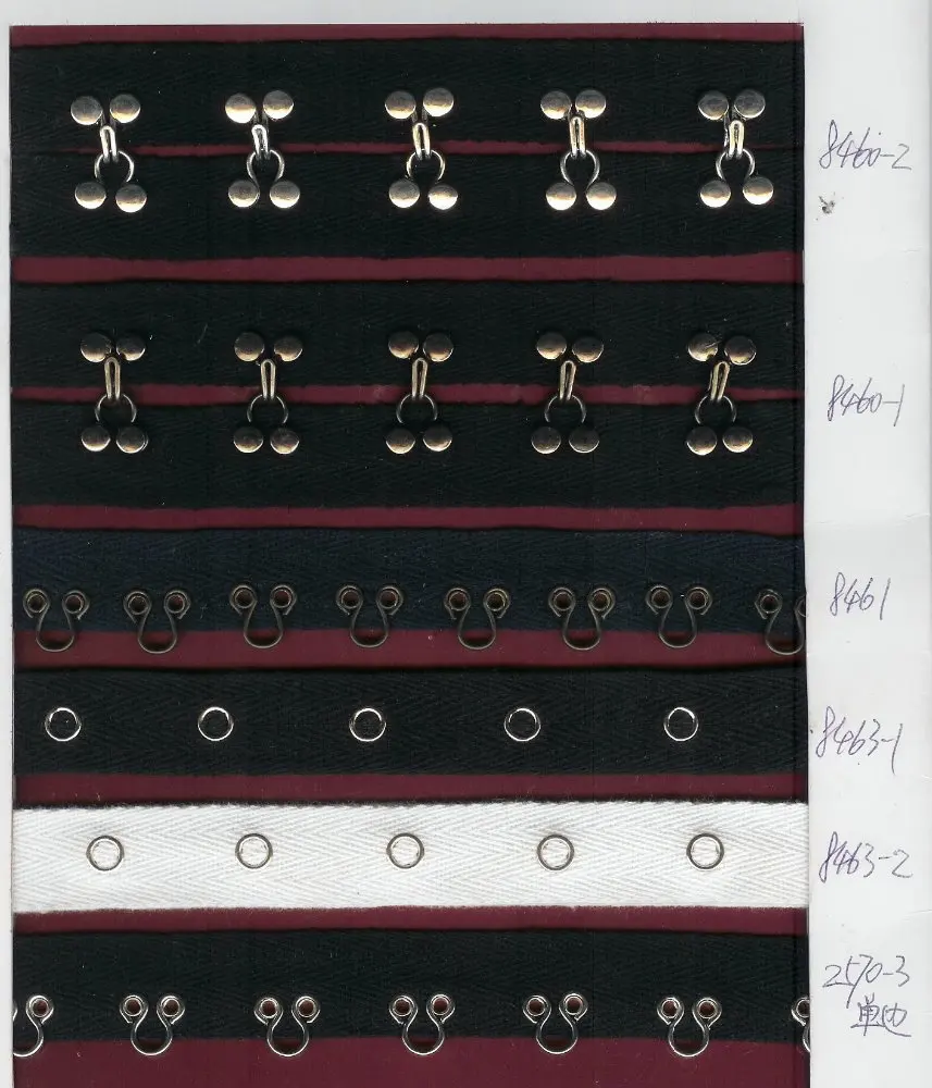 Metal snap button tape with prong snap buttons, metal buttons tape