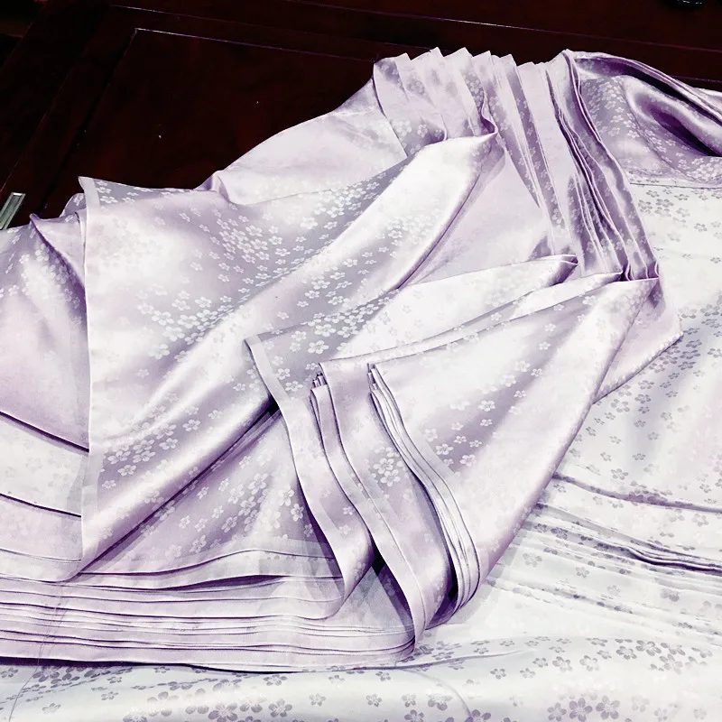 Экспортная фиолетовая шелковая ткань кимоно Hanfu жаккардовая с принтом из чистого китайского шелка