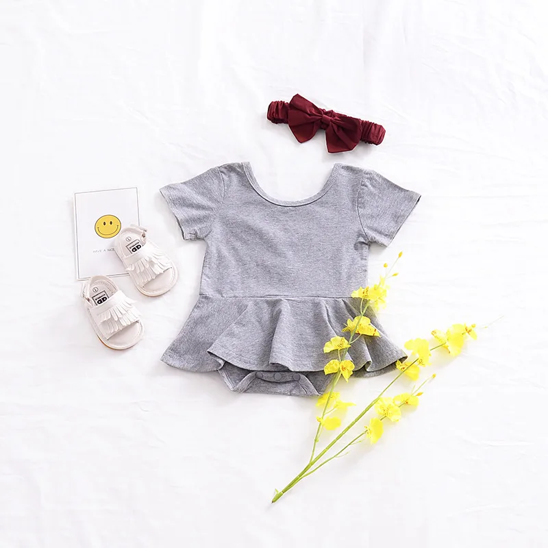 
Best Seller in USA 2018 New Model Plain Color One Piece Body Suit Dress 100% Organic Cotton Infant Baby Girl Clothes Romper 