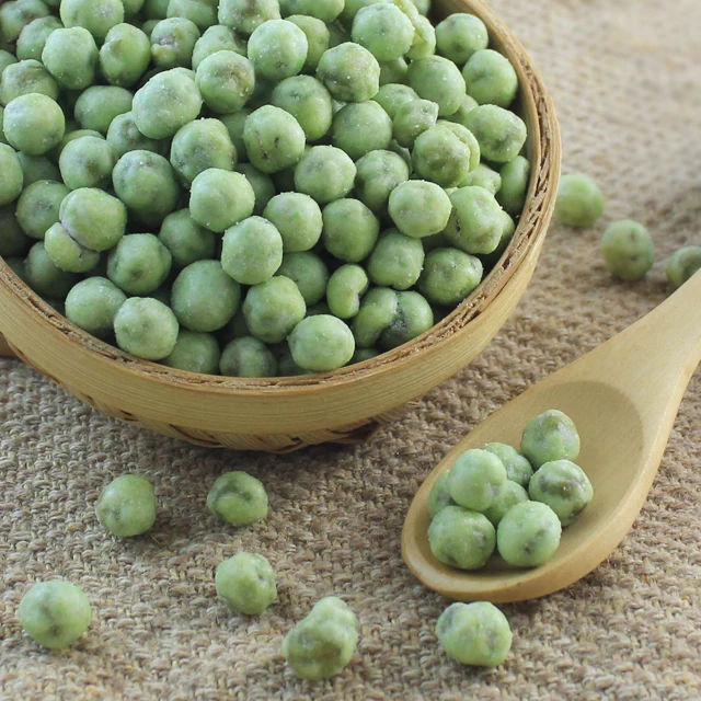 Delicious vegan snack wasabi flavored peas