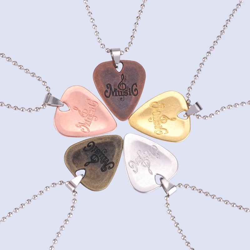 Personalized Guitar Pick Necklace Zinc Alloy Pendants Necklaces