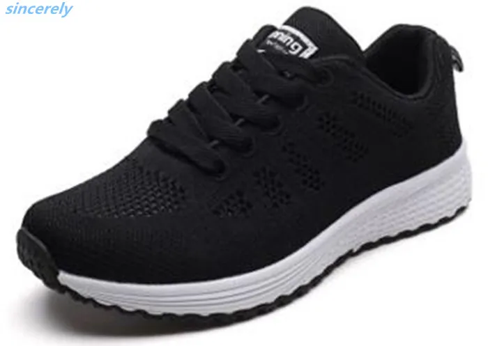 
dropshipping outdoor casual sport jinjiang shoes breathable light lace up running knitted students fashion sneakers women shoes 