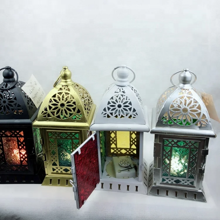 House-shape Mini Metal Retro Iron Glass Candlestick Candle Holder Lantern