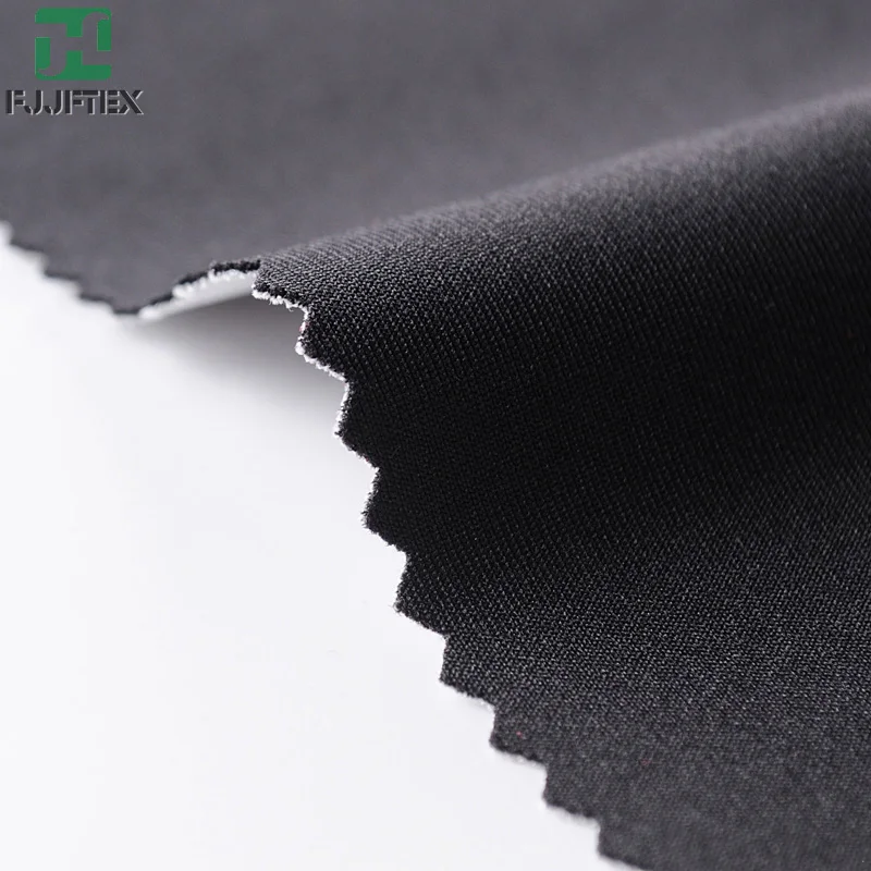 88 nylon 12 spandex interlock shiny double fabric jet black knitted shapewear fabric