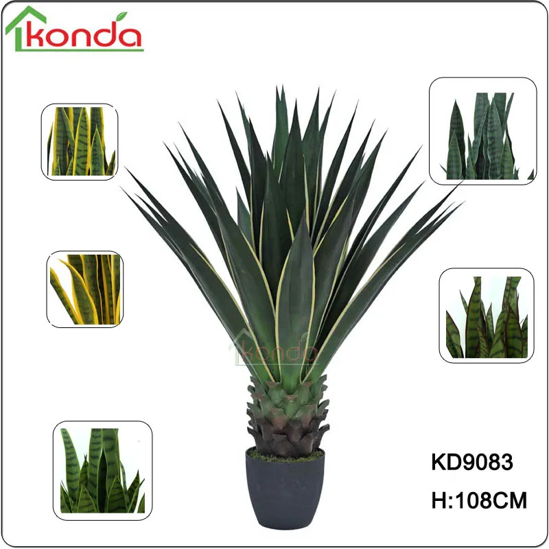 Silk Artificial dracaena sanderiana UV outdoor rated, fake agave indoor snake plant decoration green and yellow border