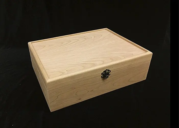 Необработанная деревянная чайная коробка с шарнирами и защелкой, коробка с 12 отделениями