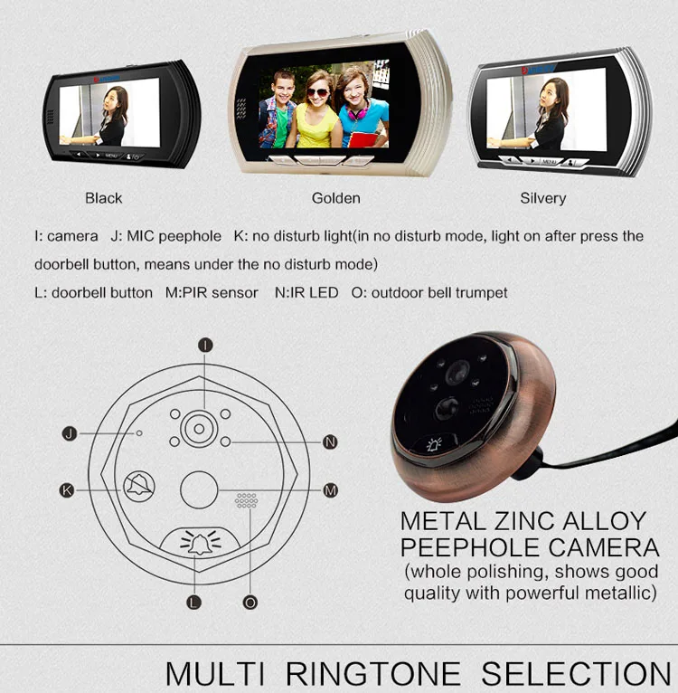 Высокое качество 2,8 дюймов беспроводной дверной просмотра пластиковой цифровой дверной глазок для безопасности дома BS-MK07A