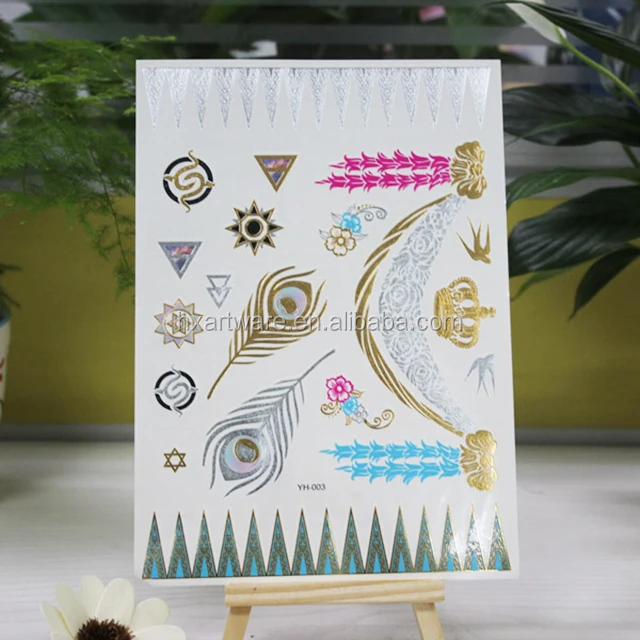 Water transfer tattoo flash gold and silver flash tattoo