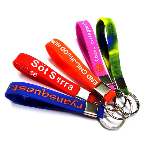KEYRING Personalised custom Promotion Cheap Rubber wristband silicone bracelet keychain